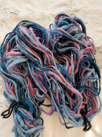 Handspun Corespun Merino Art Yarn - Thick N Thin, Bulky Weight Corespun - 60 Yards