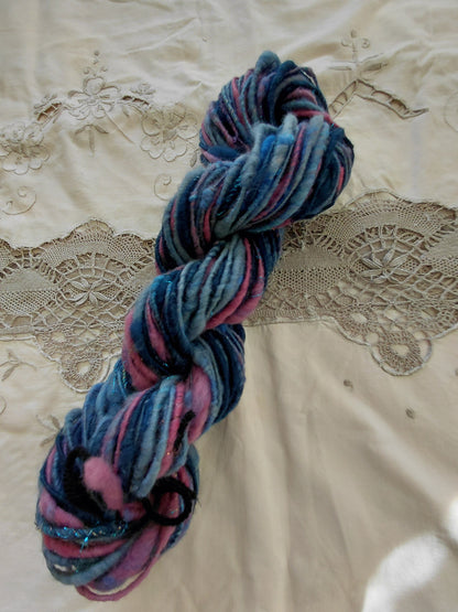 Handspun Corespun Merino Art Yarn - Thick N Thin, Bulky Weight Corespun - 60 Yards