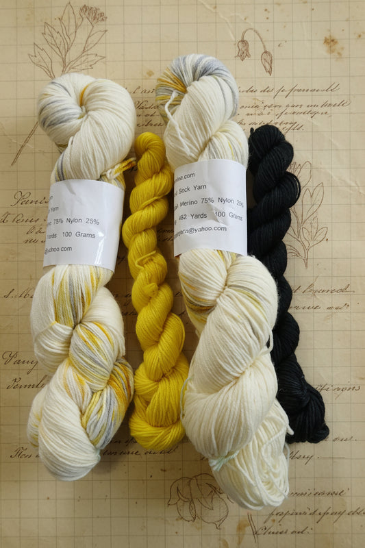 Hand Dyed Sock Yarn Set, Hand Painted, Superwash Merino Nylon Fingering Weight 100g & 20g mini image 1