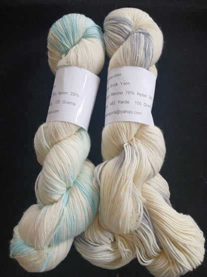 Hand Dyed Sock Yarn, Hand Painted, Superwash Merino Nylon Fingering Weight 100g image 2