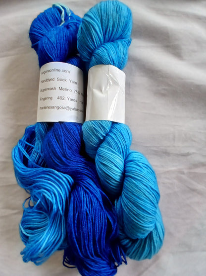Blue Specter - Hand Dyed Variegated Speckled Yarn, Fingering, Superwash Merino Wool Nylon image 1