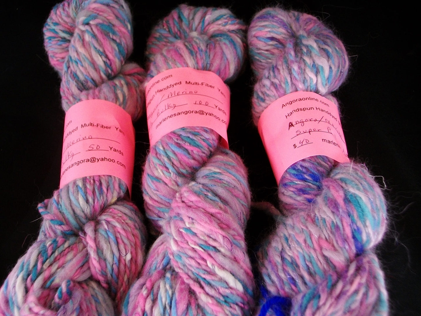 Hand spun Hand dyed Angora Merino Blend Yarn Bulky image 1