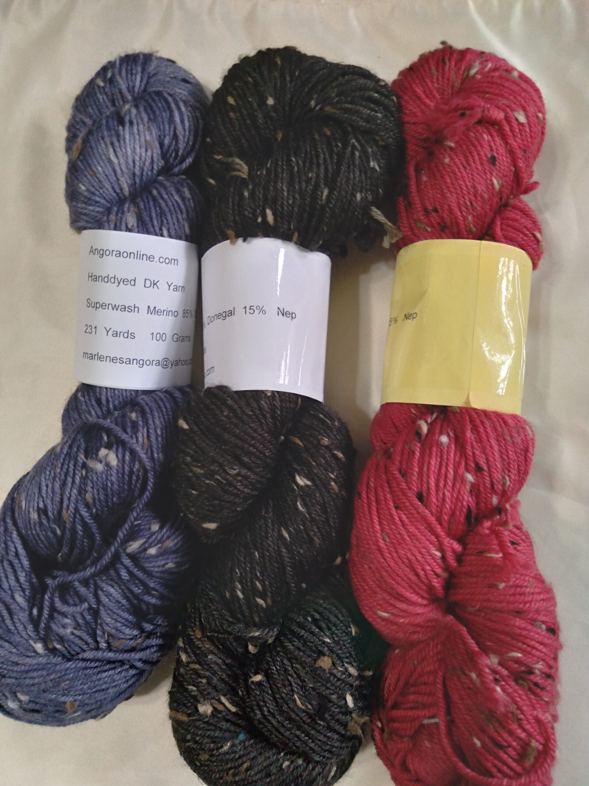 Hand dyed Tweed yarn SW 85% Merino Donegal 15% Nep, D.K. weight, 231 yarn image 0