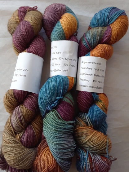 Hand dyed variegated Sock yarn image 1