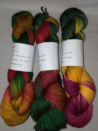 Hand Dyed Variegated Merino Nylon Yarn image 1