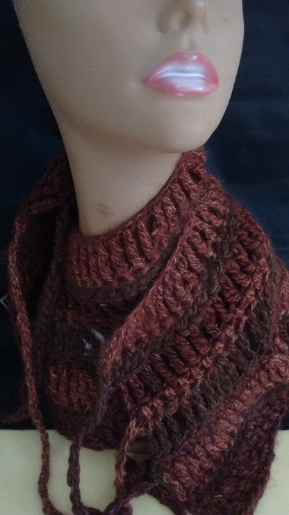 Crochet Wool Angora Alpaca Scarf Collar in dark brown image 0