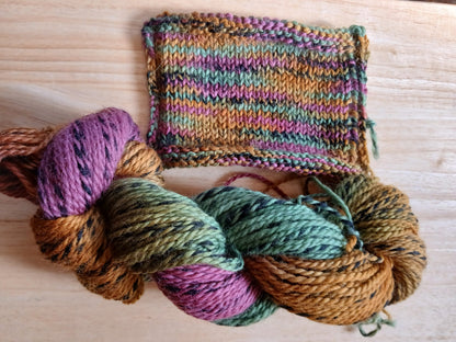 Hand Dyed Zebra Highland Wool 2 ply yarn, Worsted Yarn image 3