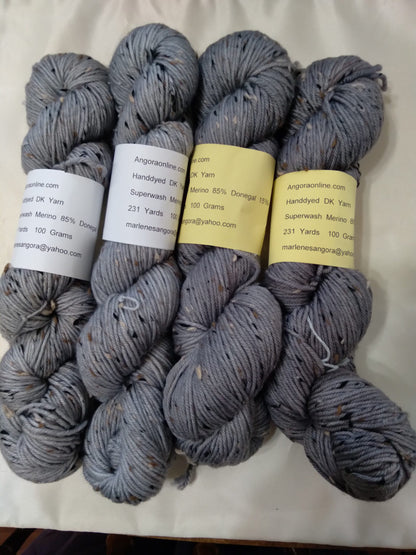 Hand dyed Tweed Yarn, 231 yards, D.K. Weight, 4 ply in shades of Grey image 1