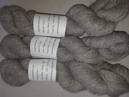 Natural Grey Baby Llama Yarn, Fingering Wt. image 0