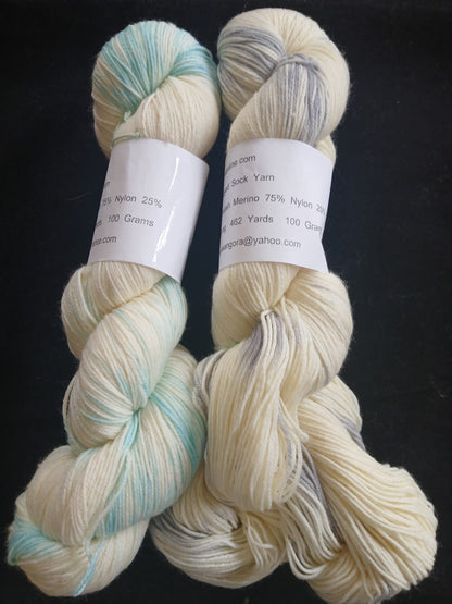 Hand Dyed Sock Yarn, Hand Painted, Superwash Merino Nylon Fingering Weight 100g image 1