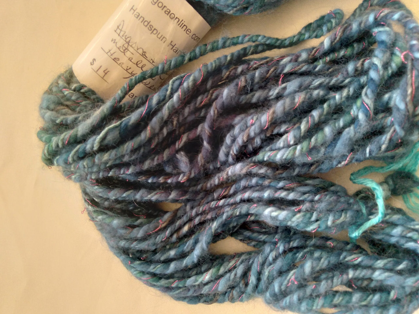Handspun Hand dyed Angora Merino and Silk Yarn, worsted wt. image 0