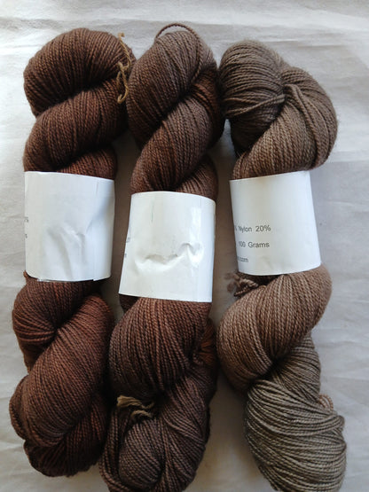 Hand dyed Yarn Dark Brown Sock Yarn Sock/ Fingering Yarn image 1