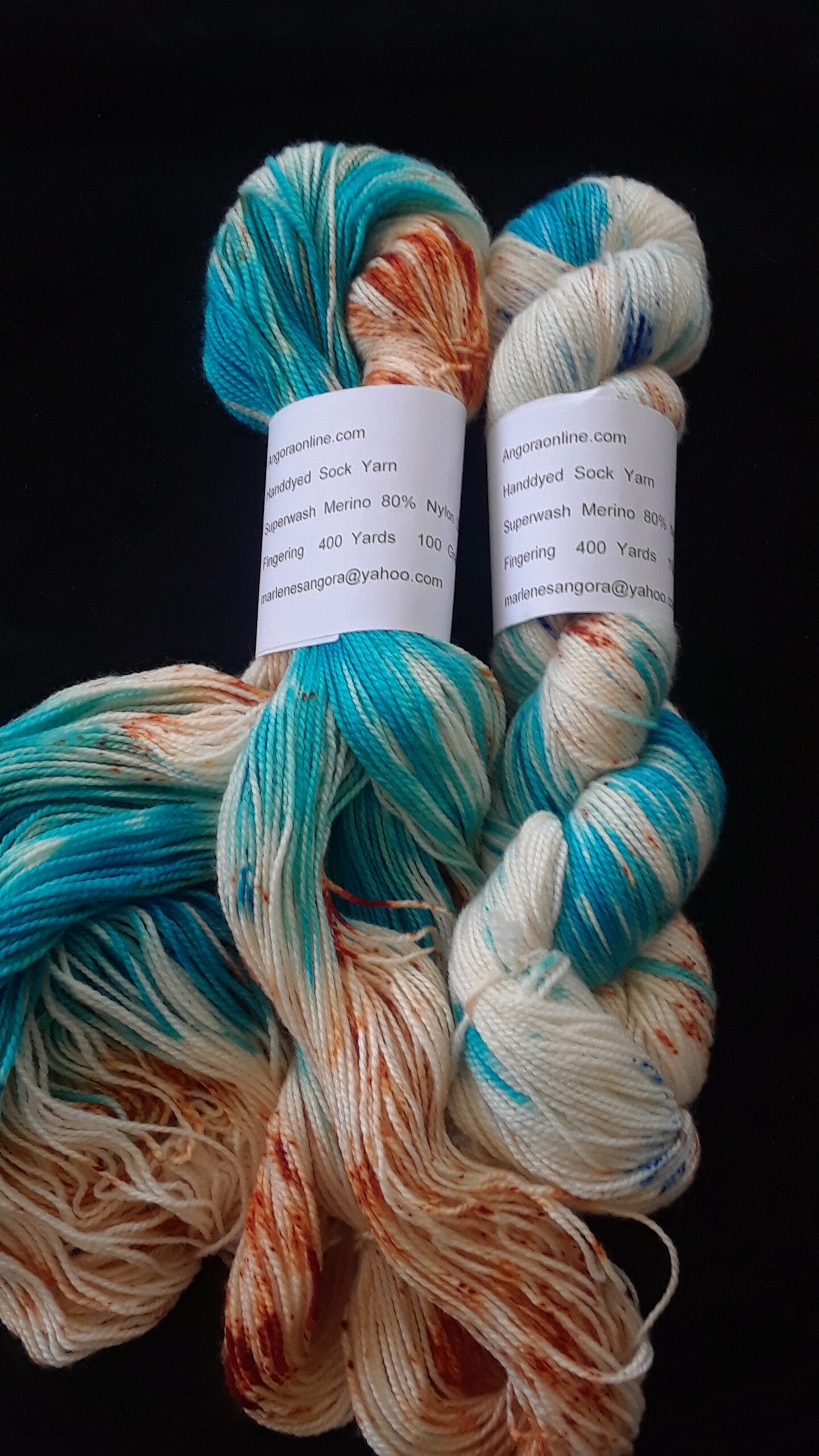 Hand dyed Yarn, Super Speckled Merino Nylon Yarn, Turquoise Sock Fingering Weight Yarn image 1