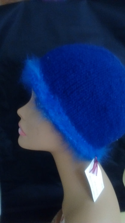 Angora Rim Hat Kit Knitted Dark Brown Hat Kit image 4