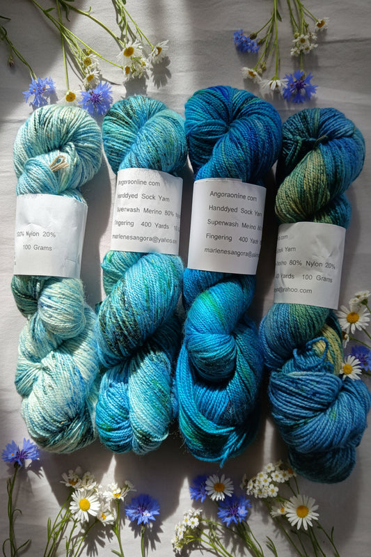Mystic Waters | Hand dyed Variegated Merino Nylon Yarn | Fingering/ Sock Yarn image 2