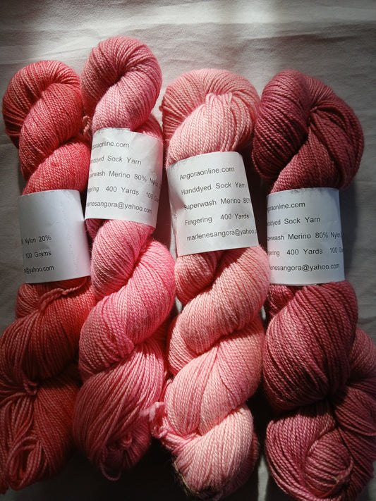 Hand dyed Yarn Rose Pink Sock Yarn Sock/ Fingering Yarn image 0