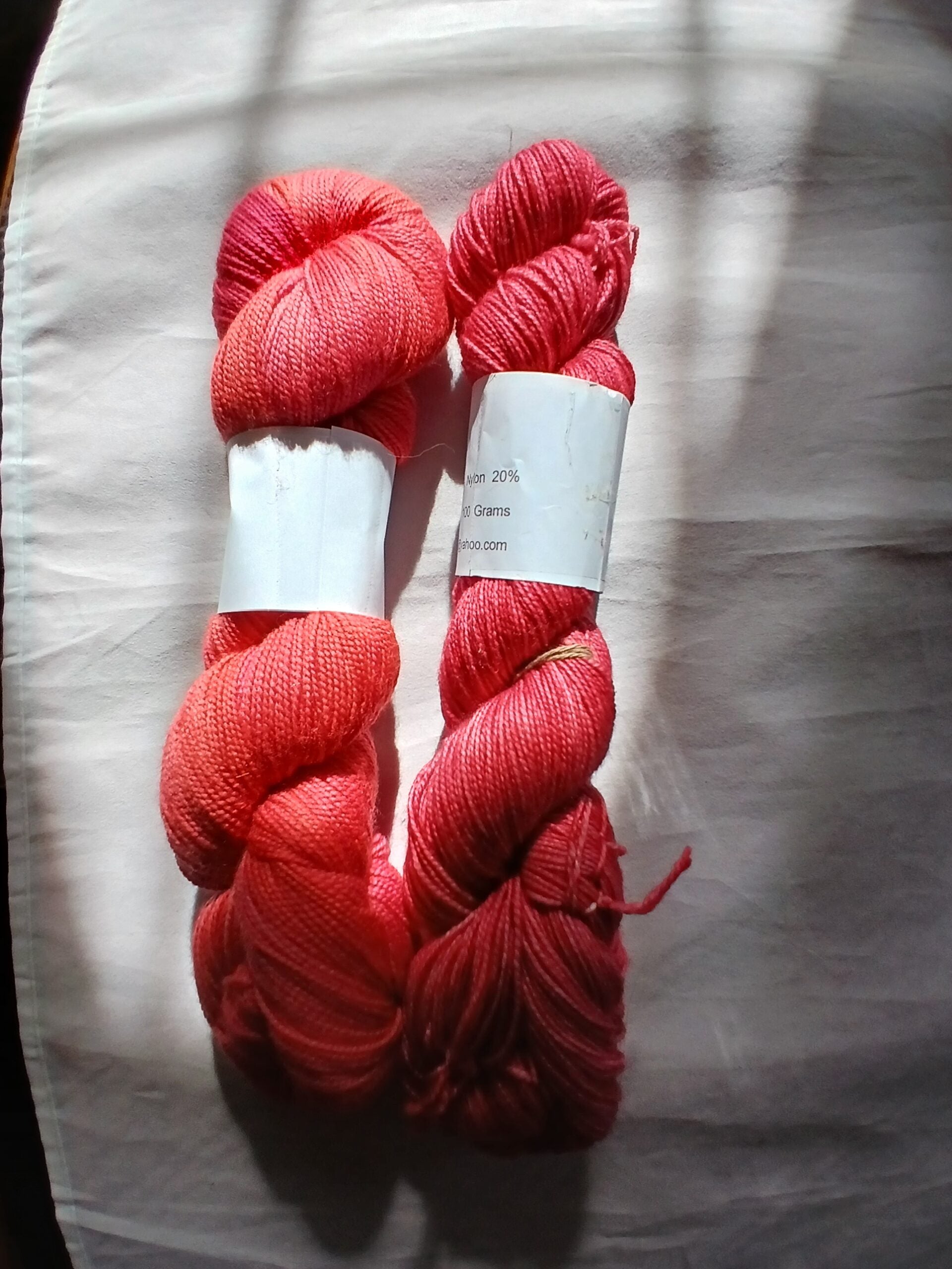 Hand dyed Yarn Coral Red yarn Sock/ Fingering image 0