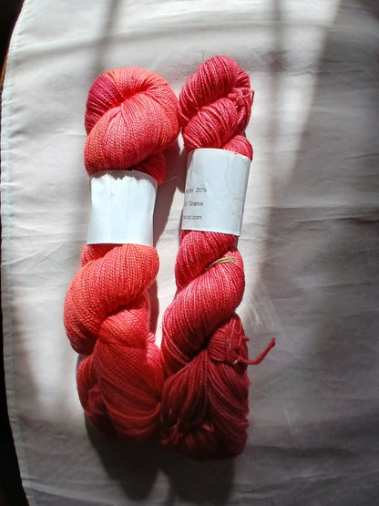 Hand dyed Yarn Coral Red yarn Sock/ Fingering image 0