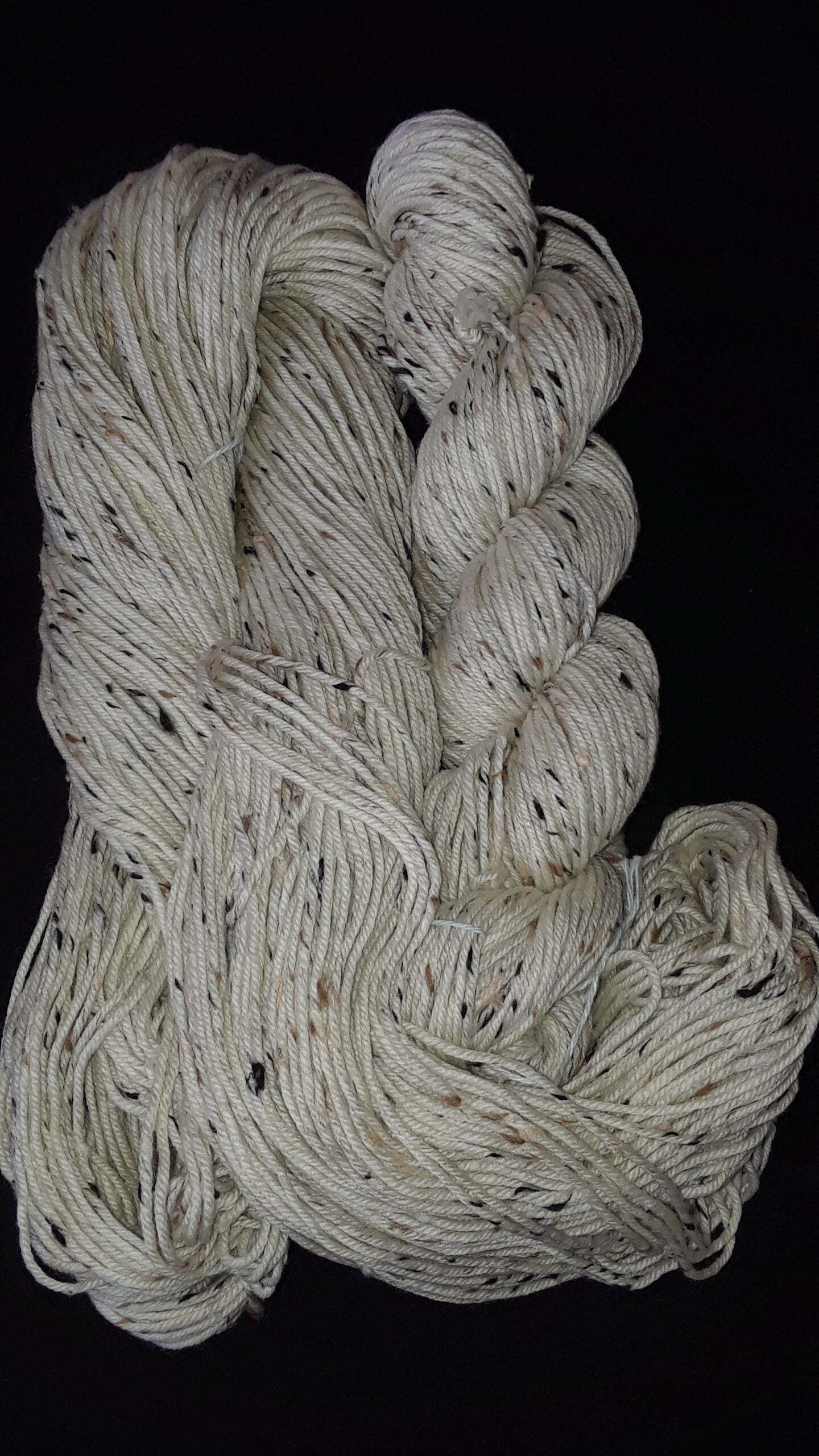 Hand dyed Tweed yarn, Ecru SW Merino Donegal Yarn D.K. weight, 231 yards image 0