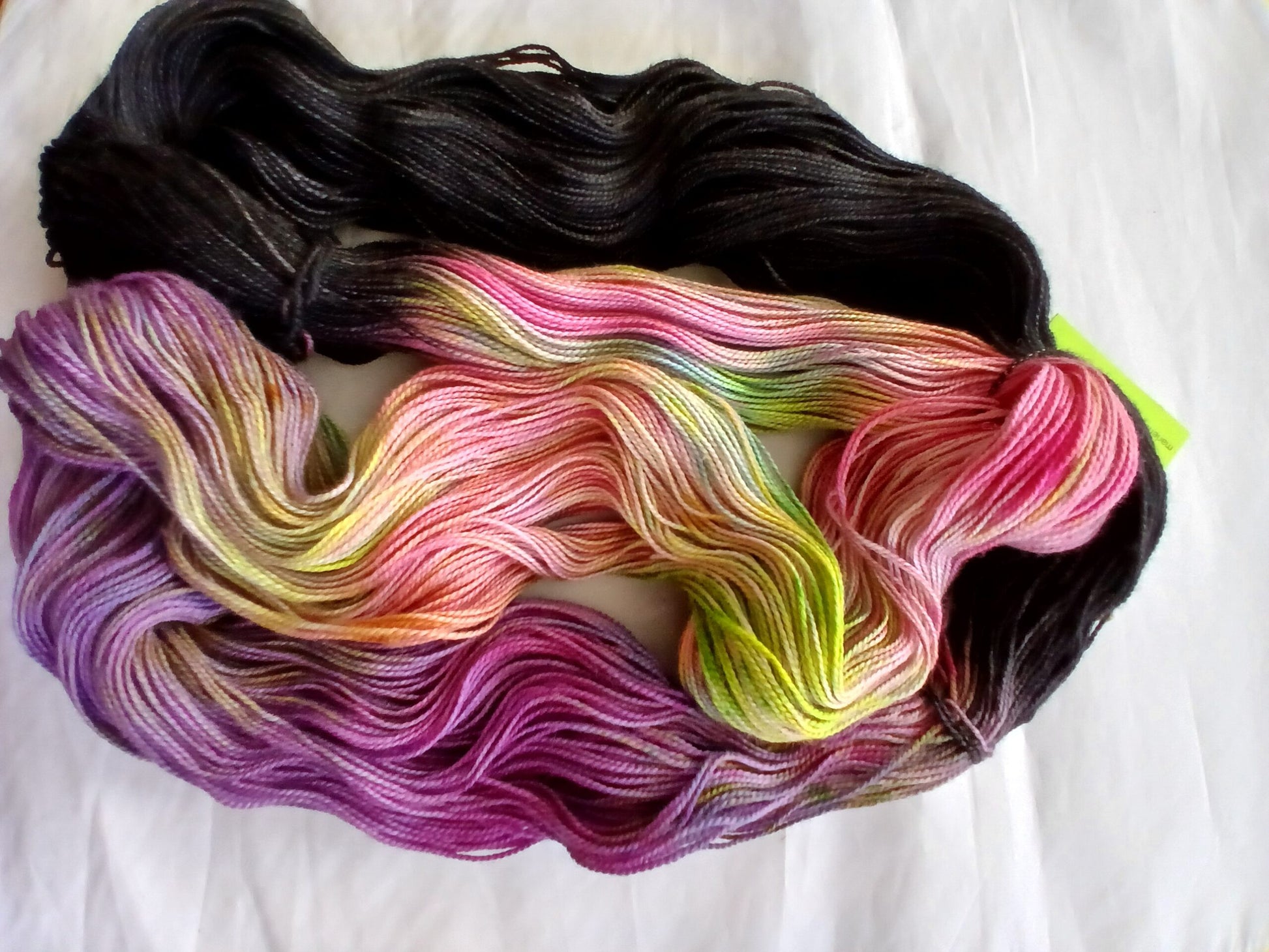 Hand Dyed SW 80% Merino/ 20% Silk, Shawl length 600 yd 150g image 1