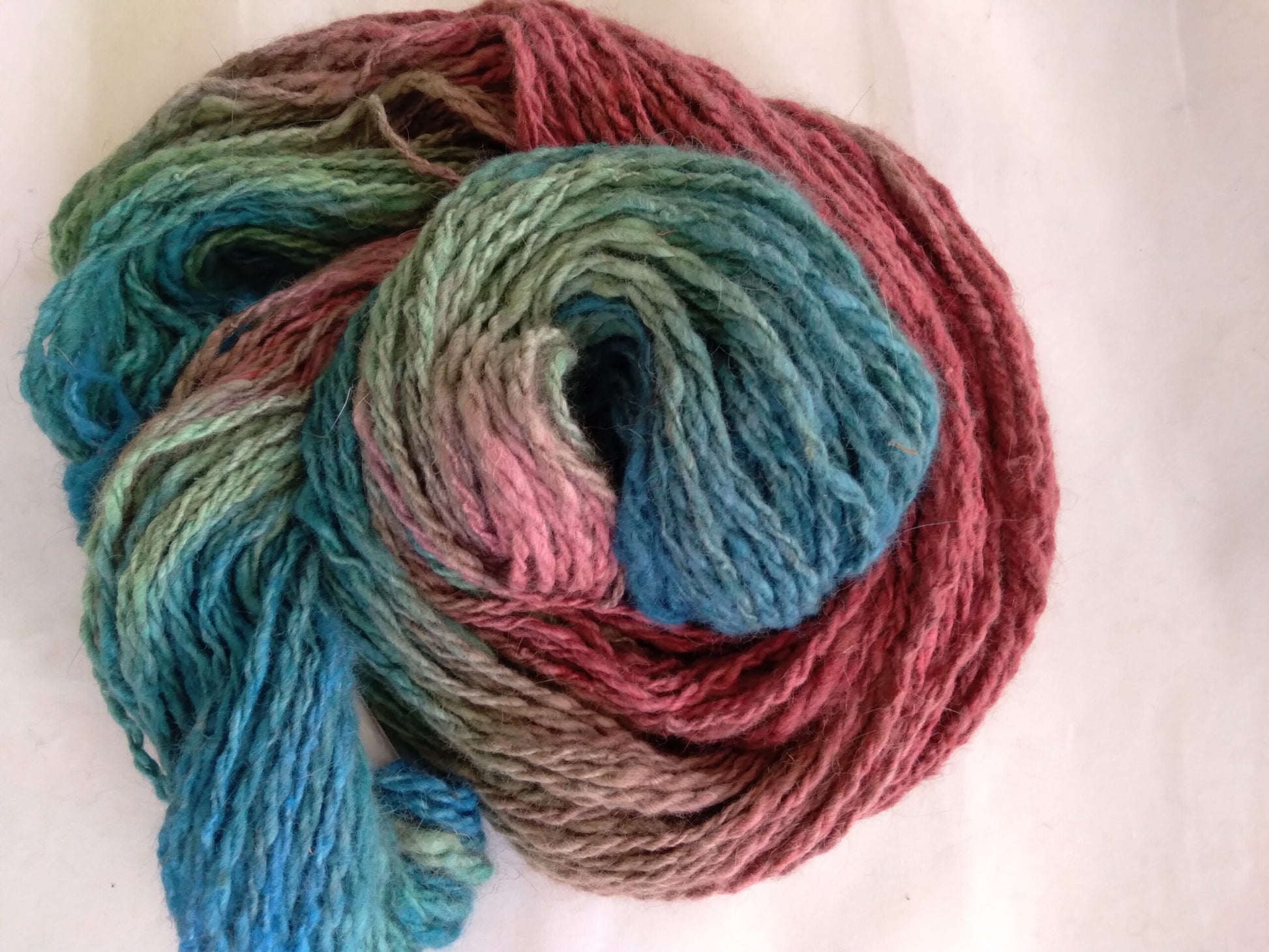 Handspun Hand dyed Angora Merino Alpaca Silk Blend yarn, Bulky image 0