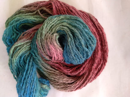 Handspun Hand dyed Angora Merino Alpaca Silk Blend yarn, Bulky image 0