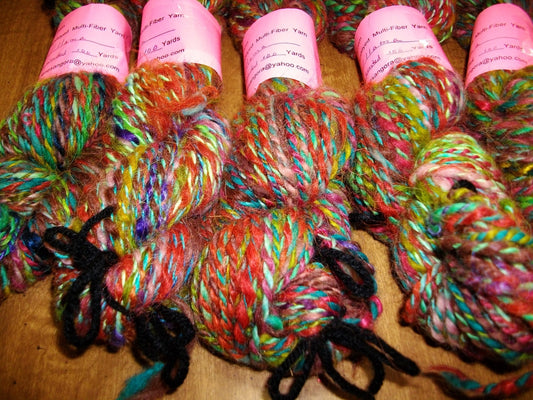 Handspun Yarn Hand dyed Wool/ Mohair/ Tencel Yarn, worsted, 100 yd. image 0