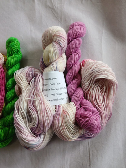 Hand Dyed Sock Yarn Set, Hand Painted, Superwash Merino Nylon Fingering Weight 100g & 20g mini image 3