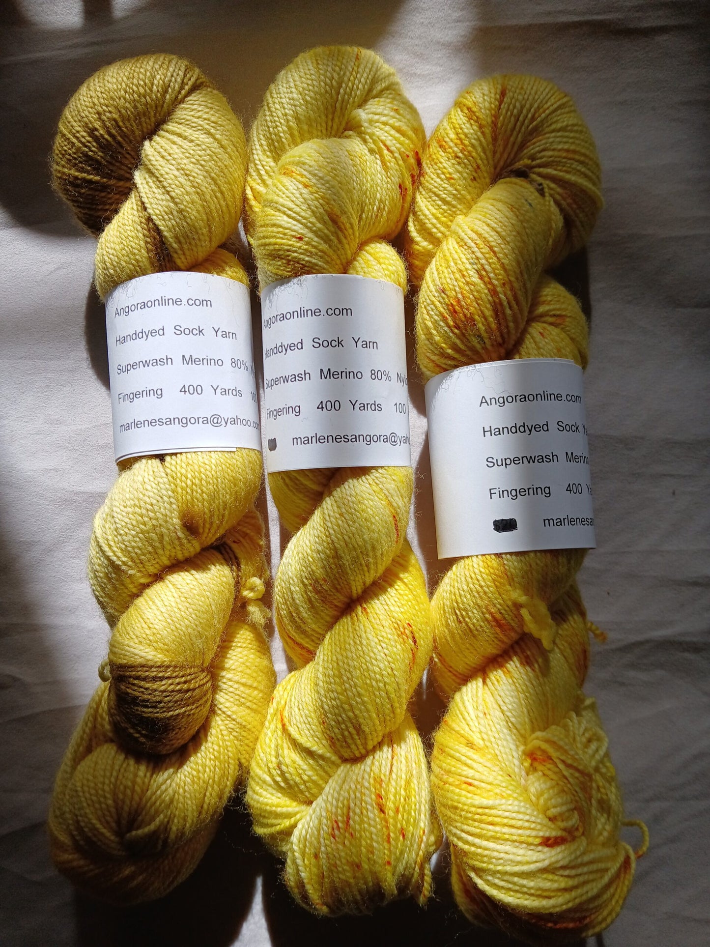 Hand dyed Variegated Yarn Yellow Sock Yarn Sock/ Fingering Yarn image 0