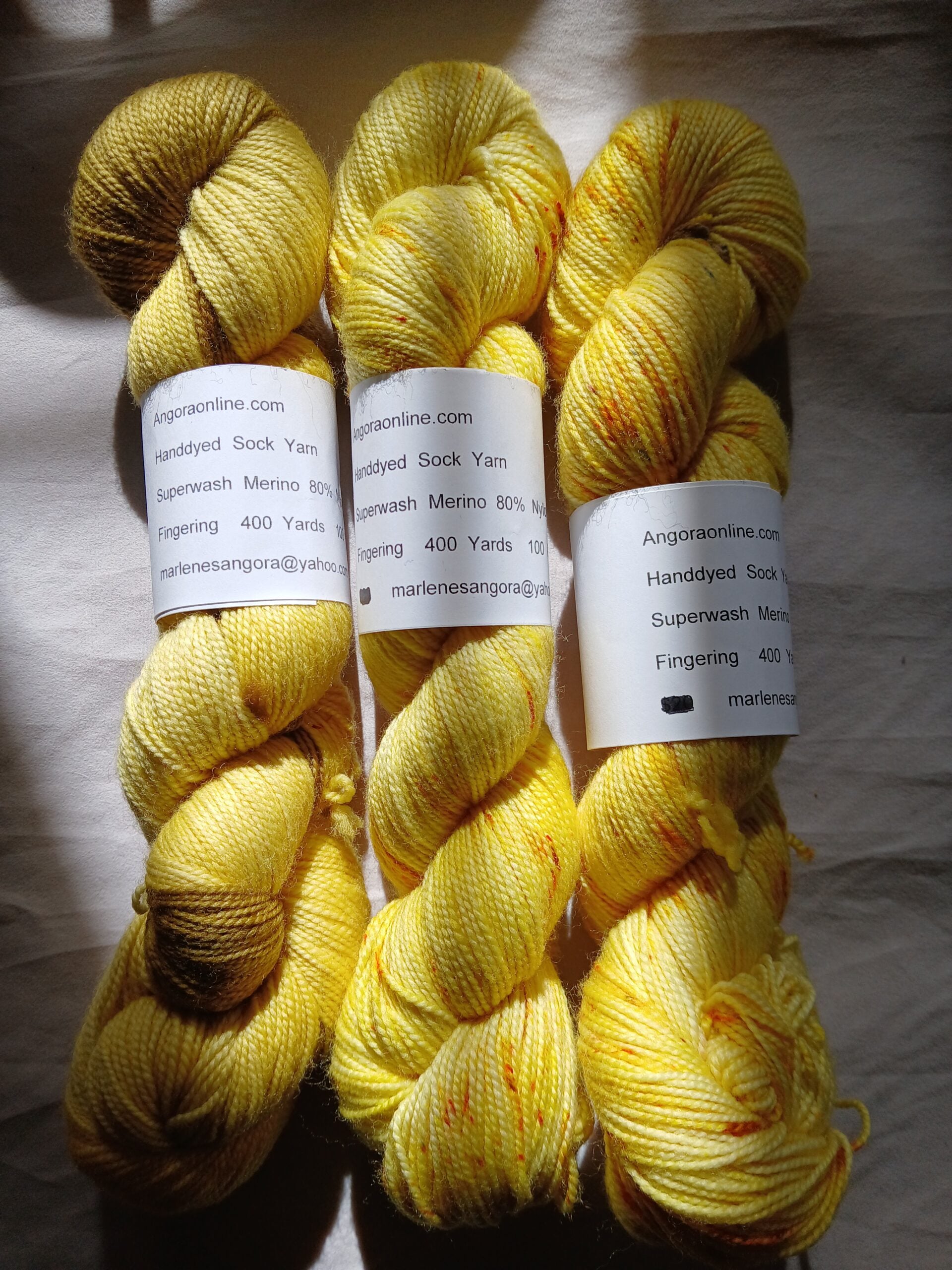 Hand dyed Variegated Yarn Yellow Sock Yarn Sock/ Fingering Yarn image 0