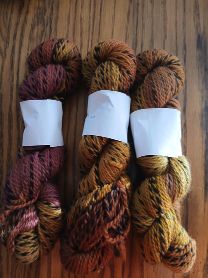 Hand Dyed Zebra Highland Wool 2 ply yarn, Worsted Yarn image 1