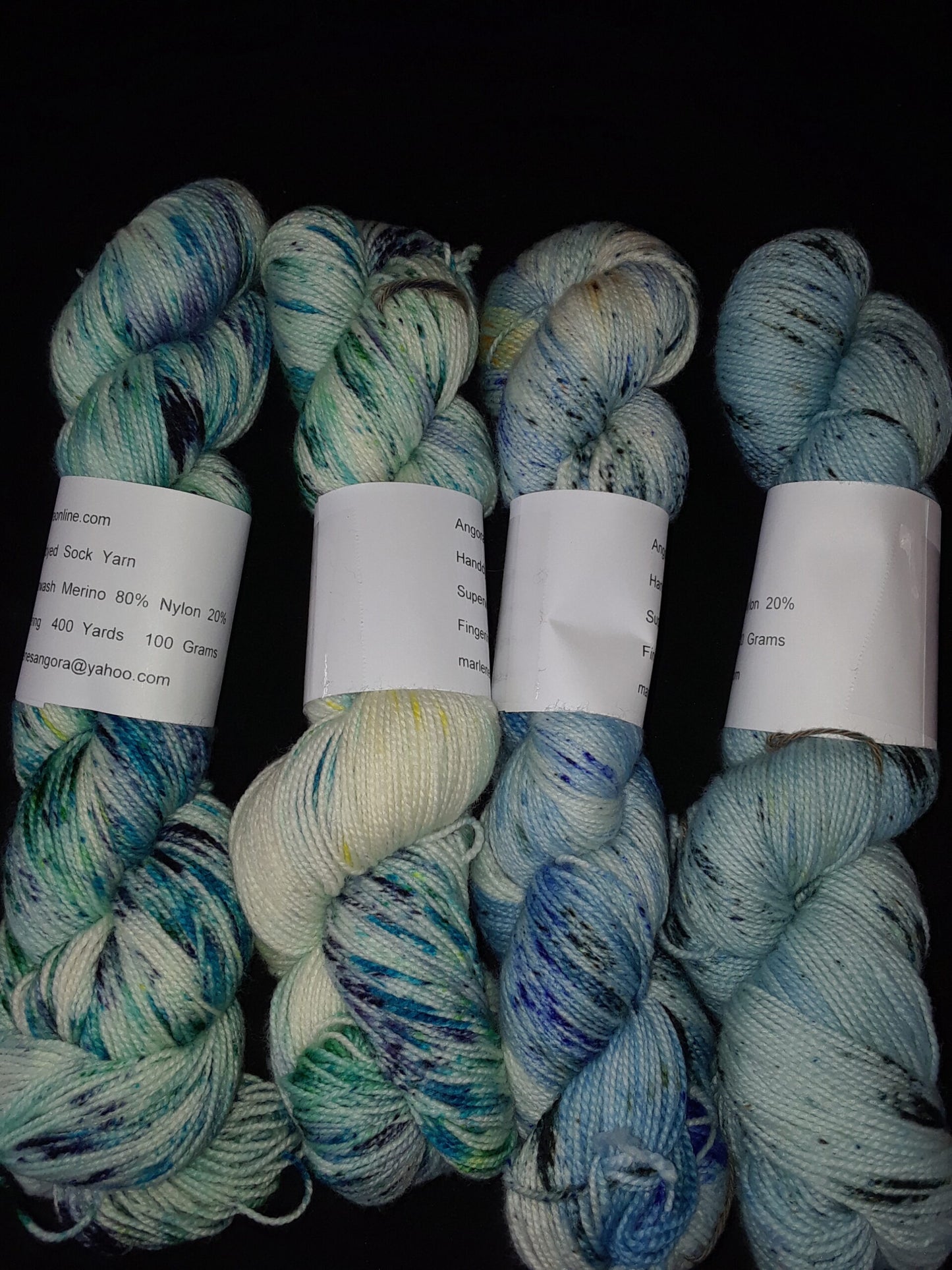 Hand dyed Yarn, Variegated Speckled Merino Nylon Yarn, Sock Fingering Weight Yarn image 1