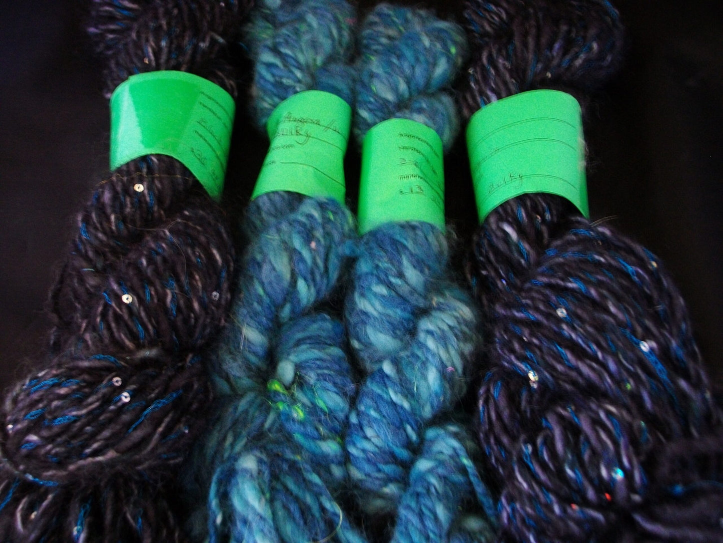 Handspun Handdyed Black Mohair Art Yarn, Bulky image 0