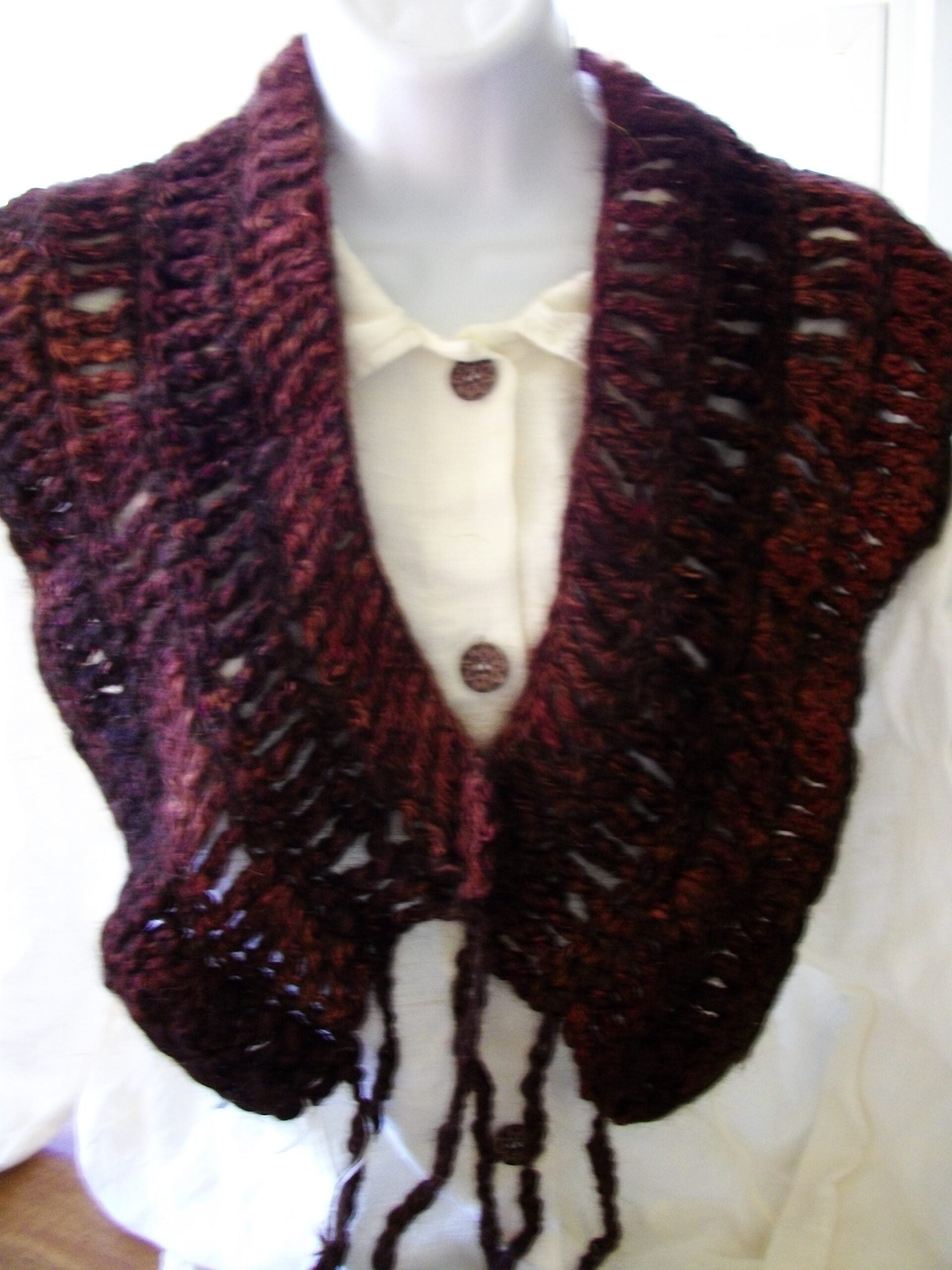 Crochet Wool Angora Alpaca Scarf Collar in dark brown image 3