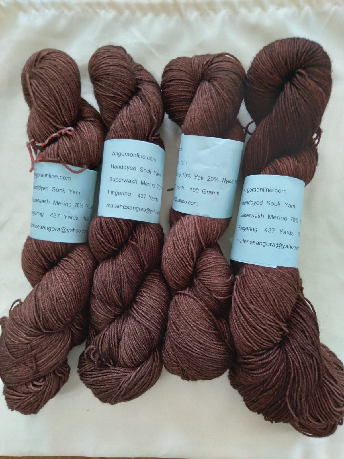 Hand dyed Brown Yak and Merino Yarn, Fingering weight image 0