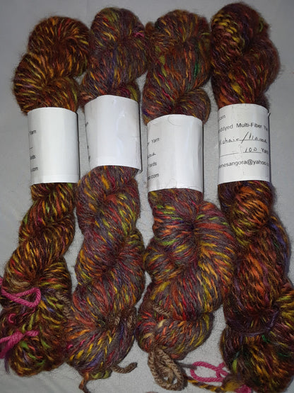 Handspun Yarn Hand dyed Wool/ Llama/ mohair Yarn, worsted, 100 yd image 1