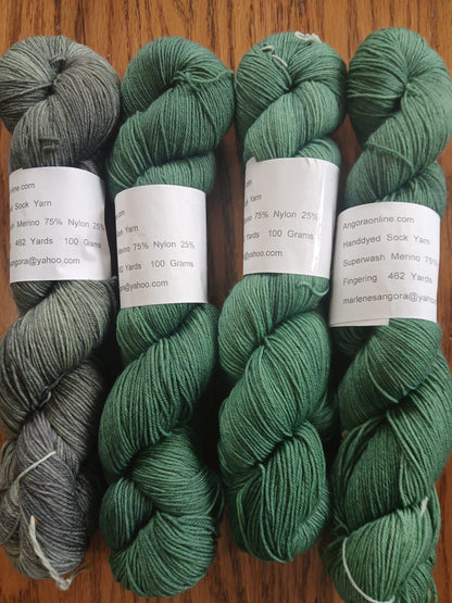 Solid/Semi Solid - Indie Dyer, Hand Dyed, Fingering Sock Yarn, Hand Painted, Malachite Green Color Yarn, MCS, MCN, Merino/Nylon image 2