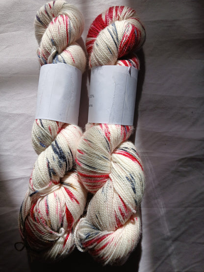 Hand dyed Variegated Streaked Merino Nylon Yarn, Sock Yarn image 1