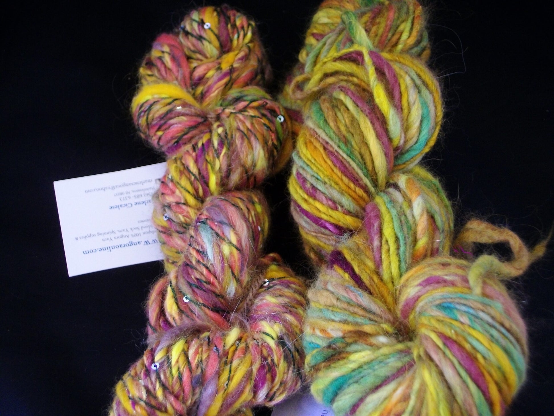 Handspun Hand dyed Angora Merino Art Yarn, Bulky image 0