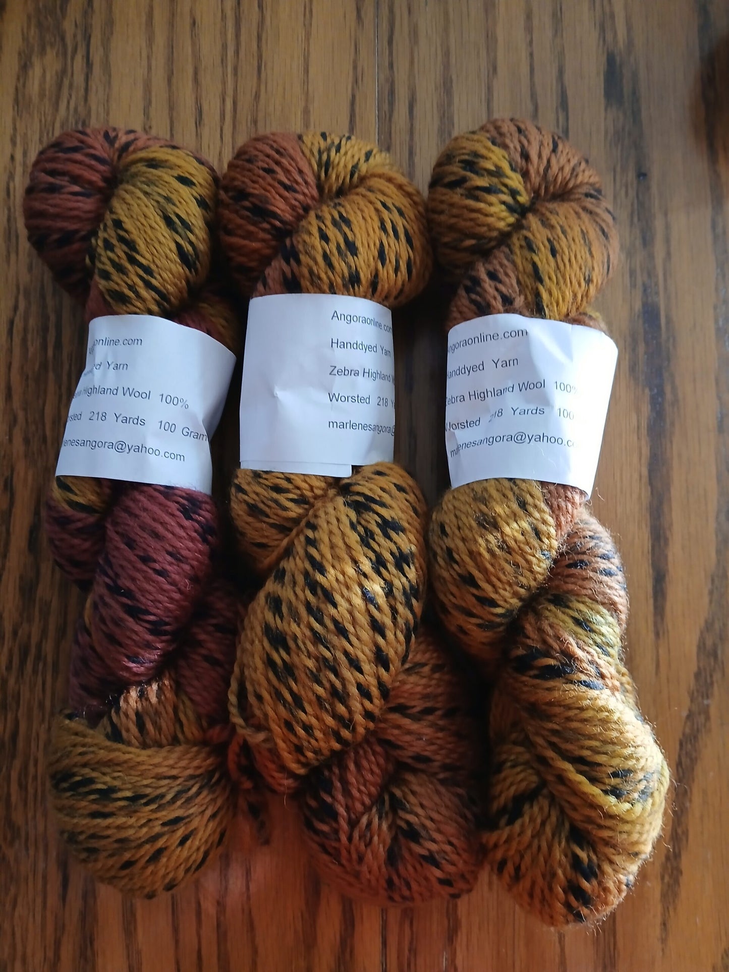 Hand Dyed Zebra Highland Wool 2 ply yarn, Worsted Yarn image 0