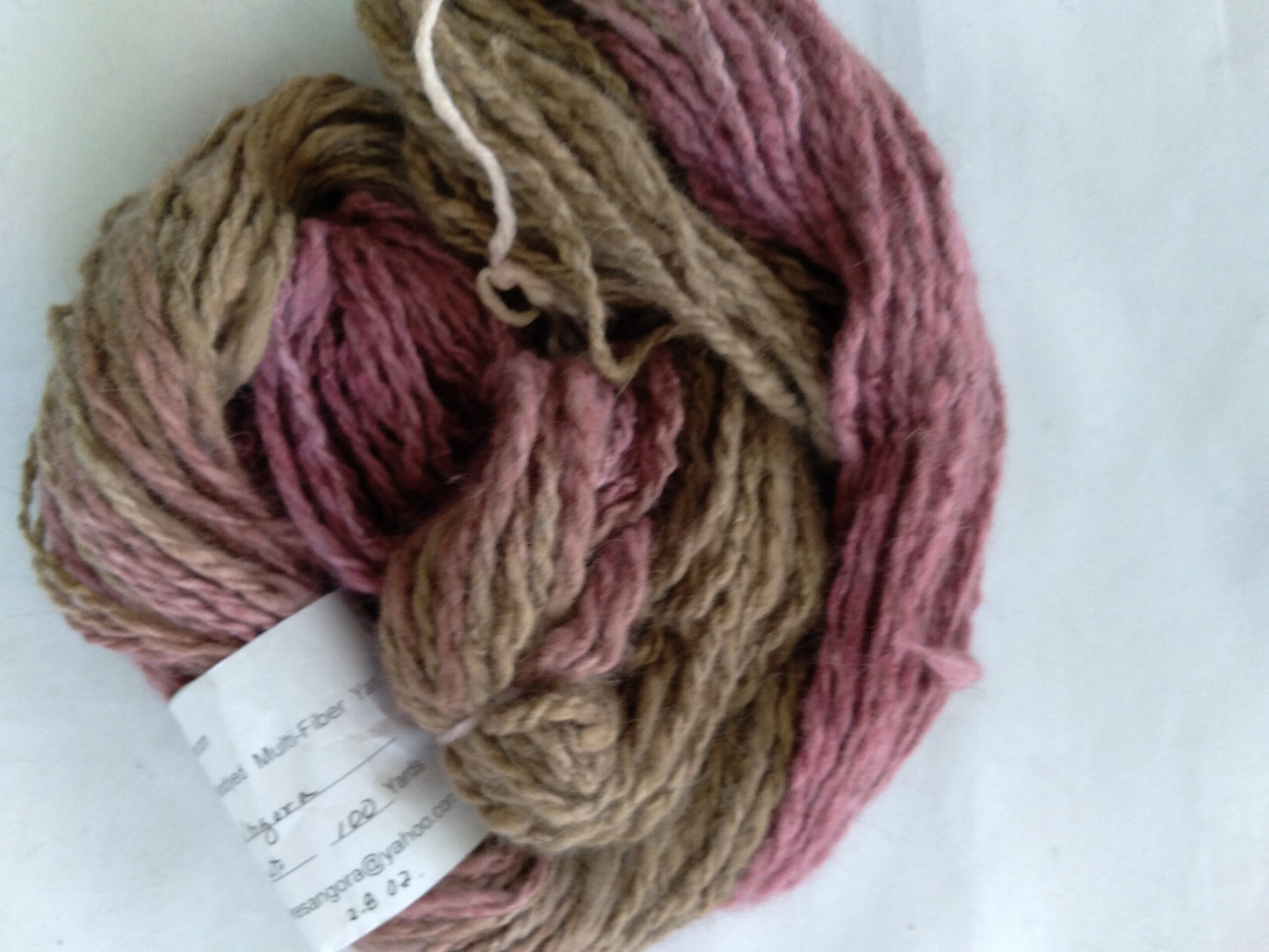 Handspun Hand dyed Angora Merino Alpaca Silk Blend yarn, Bulky image 2