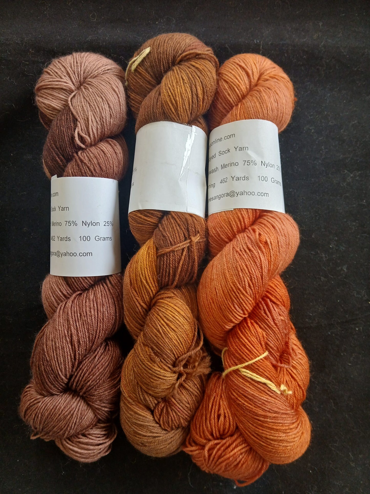 Hand dyed Yarn Tonal Brown & Burnt Orange Color Yarn, Sock/ Fingering Yarn image 1