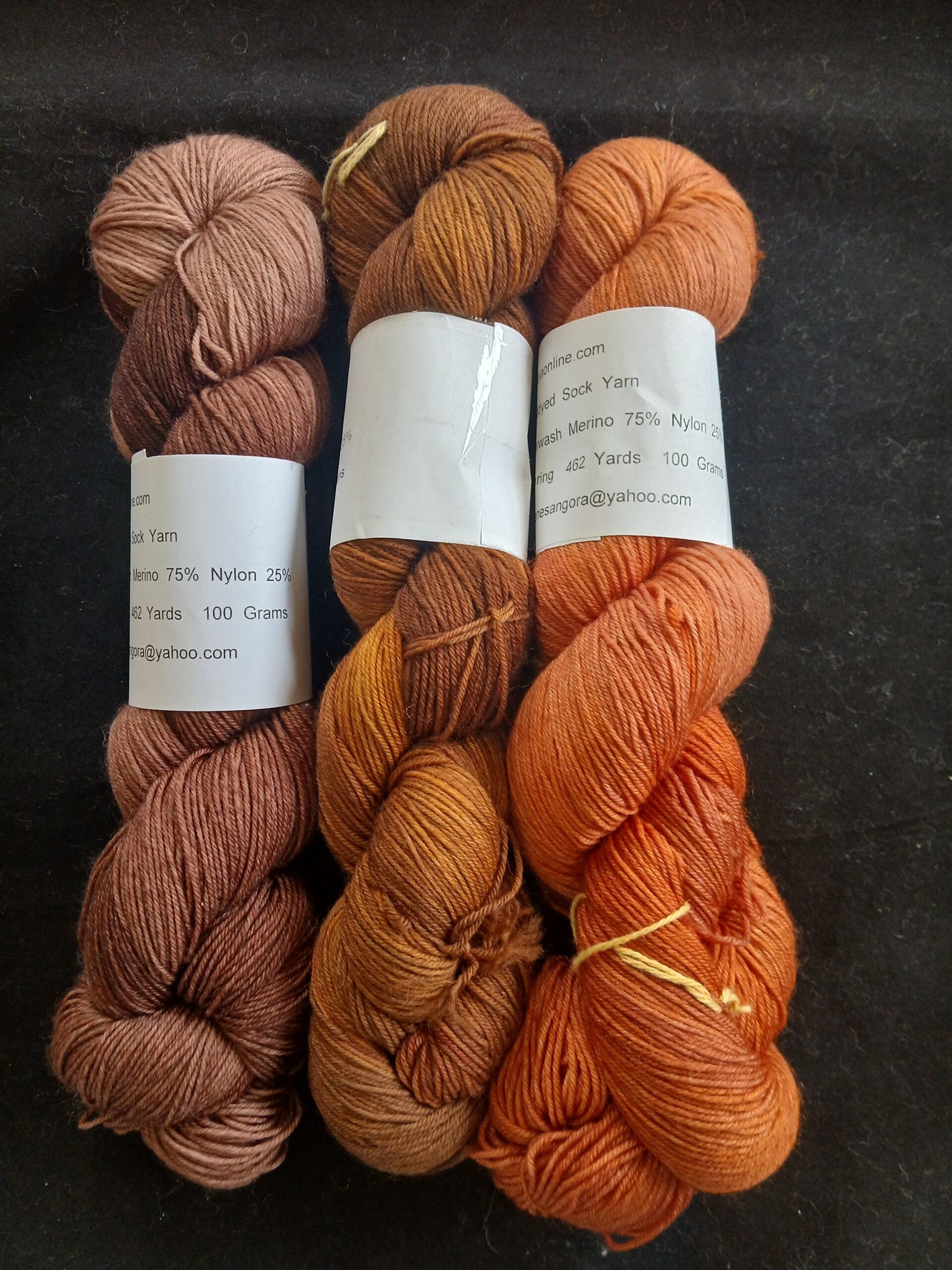 Hand dyed Yarn Tonal Brown & Burnt Orange Color Yarn, Sock/ Fingering Yarn image 1