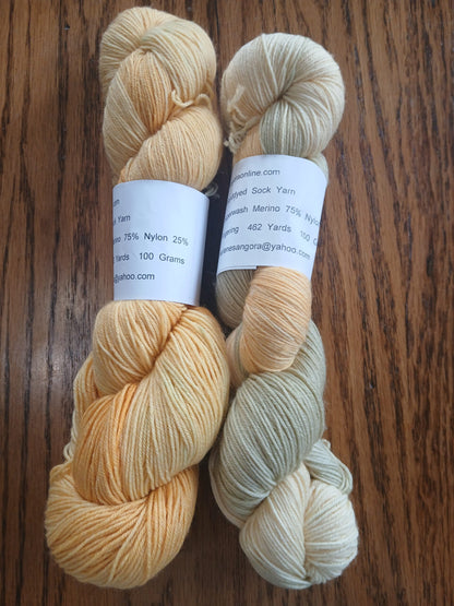 Hand Dyed Variegated Merino Yarn | Fingering Weight Super wash Yellow Skein for Knitting & Crochet image 1