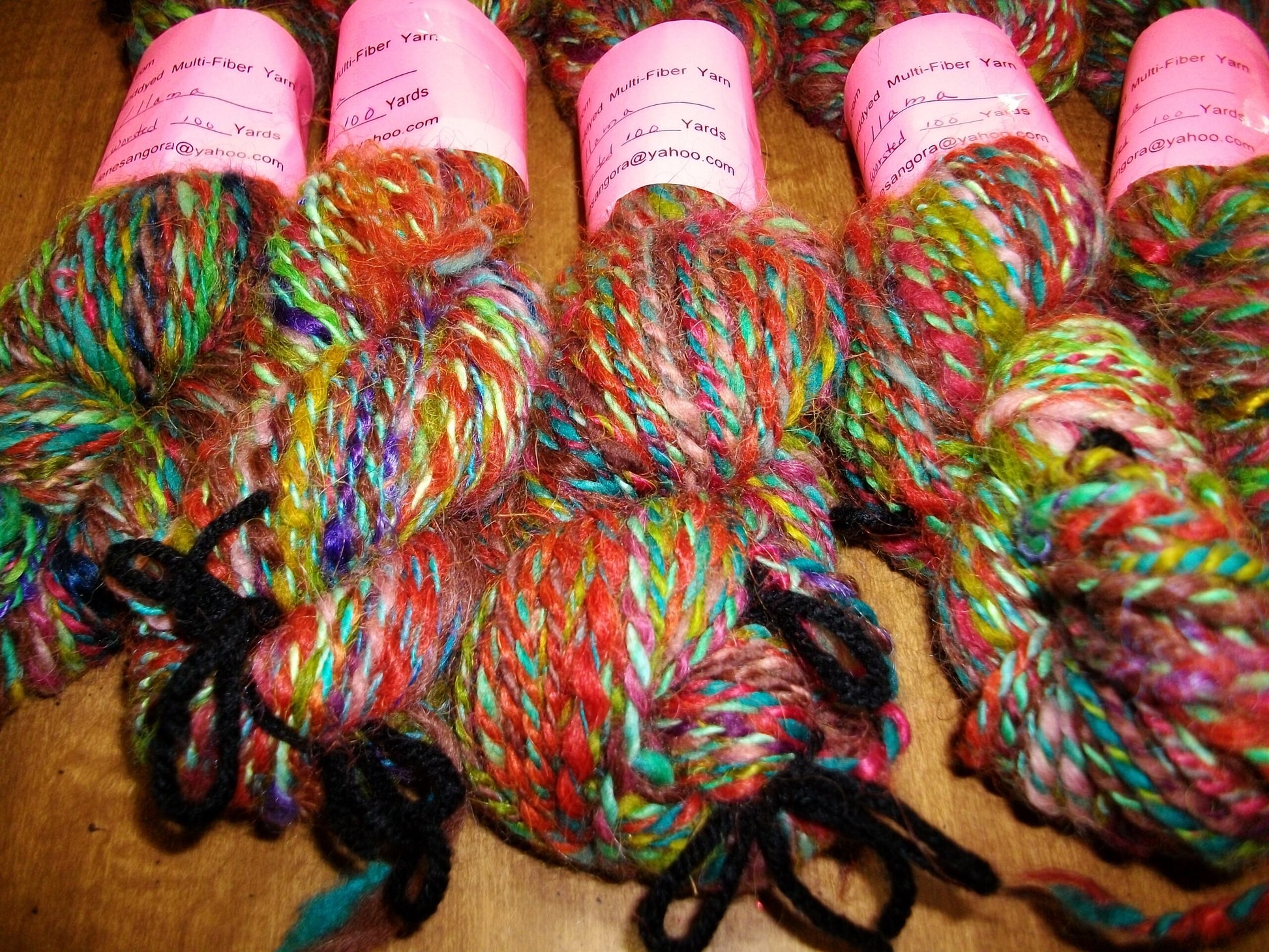 Handspun Yarn Hand dyed Wool/ Mohair/ Tencel Yarn, worsted, 100 yd. image 1