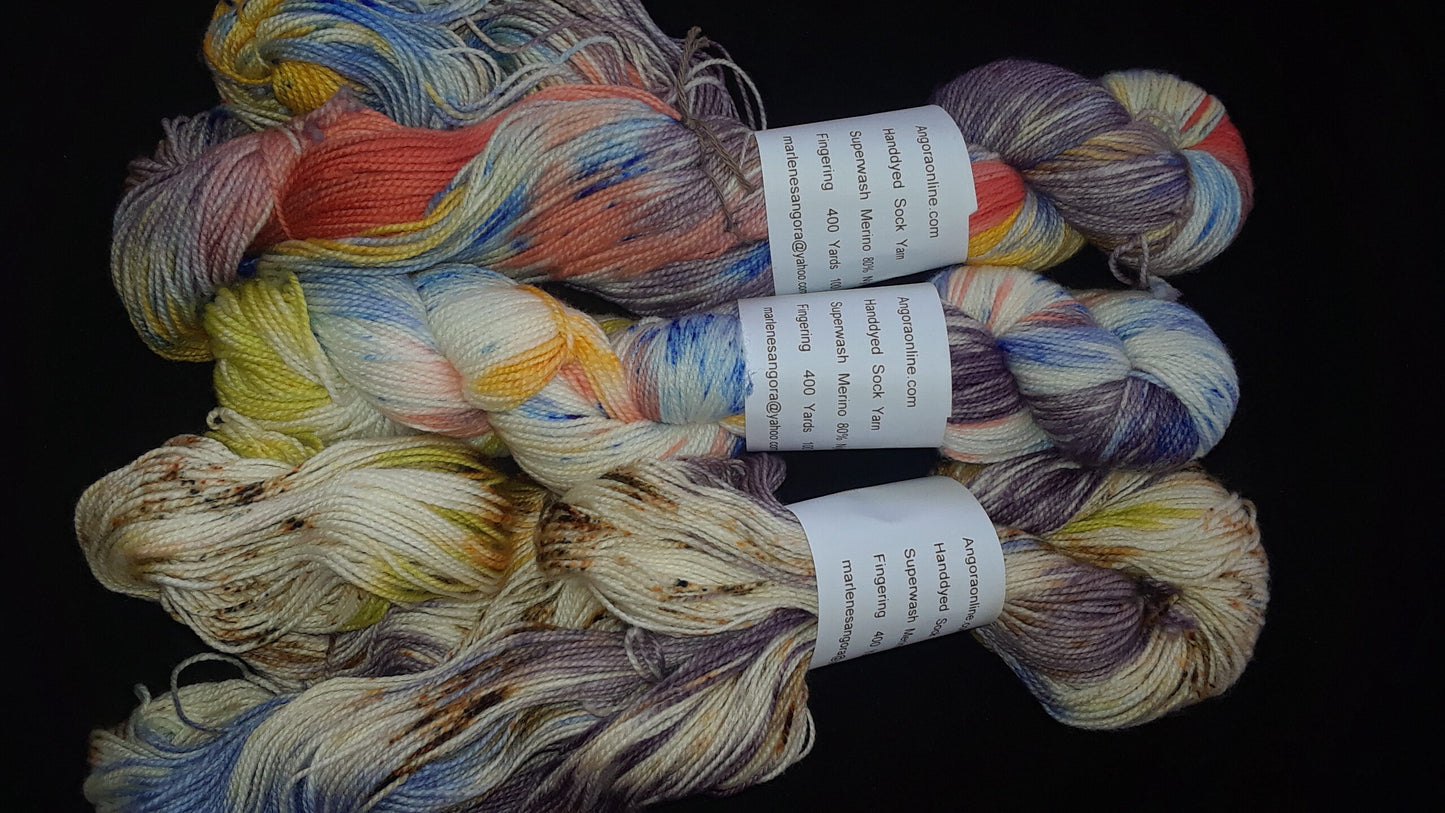 Hand dyed Variegated and Speckled Sock Fingering Weight Yarn image 0