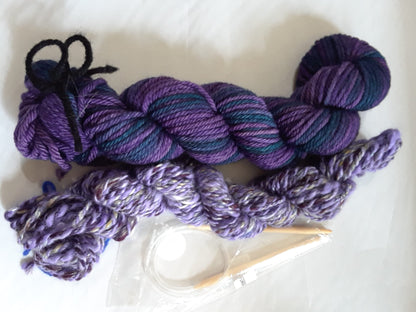 Angora Rim Hat Kit Knitted Purple Hat Kit image 0