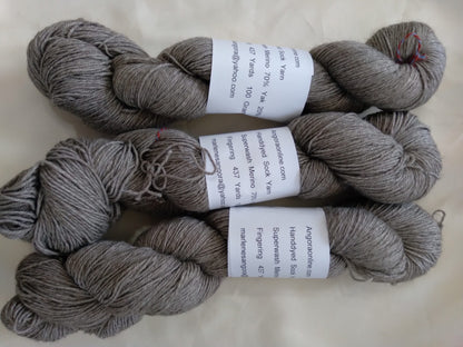 Natural Gray Yak, Merino, Nylon Yarn, Yak Yarn, Fingering weight image 1