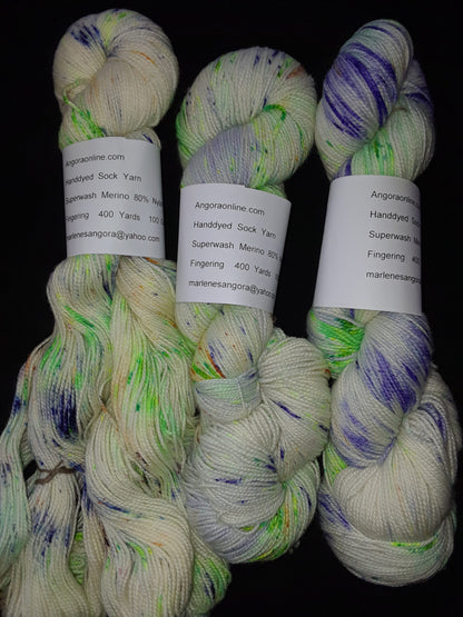 Hand dyed Yarn, Super Speckled Merino Nylon Yarn, Sock Fingering Weight Yarn image 1