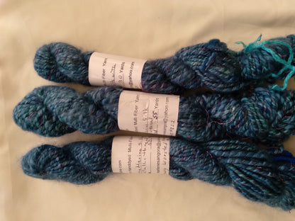 Handspun Hand dyed Angora Merino and Silk Yarn, worsted wt. image 1